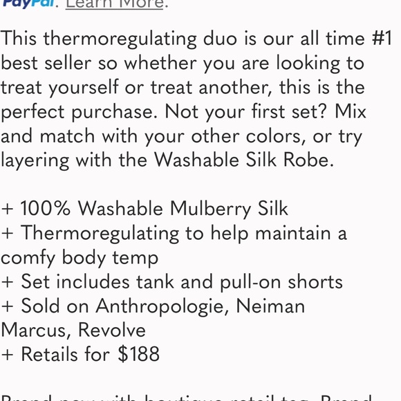 Lunya Washable 100% Silk Tank and Pull-on Shorts Pajama Set dark blue Size Large - Picture 11 of 11